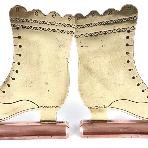 Pair of Small Ornaments, Mantel Ornaments, Brass Boots, Georgian Boot Shape, Brass Fireside, Living Room, Hearth Decoration, Quirky Addition