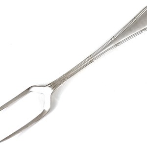 Vintage Flatware, Cake Server, Pastry Server, Silver Plate, Two Tine Fork, James Dixon, Reed and Ribbon Pattern, Elegant Addition, Art Deco