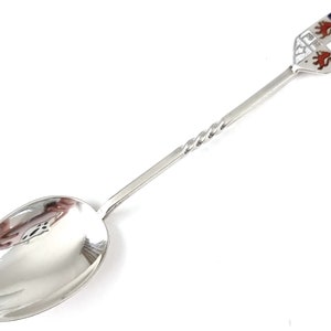 Silver Coffee Spoon, Souvenir Spoon, Sterling Flatware, Enameled Top, Braemar Crest, Mid 20th Century, Deakin & Francis, Demitasse Spoon