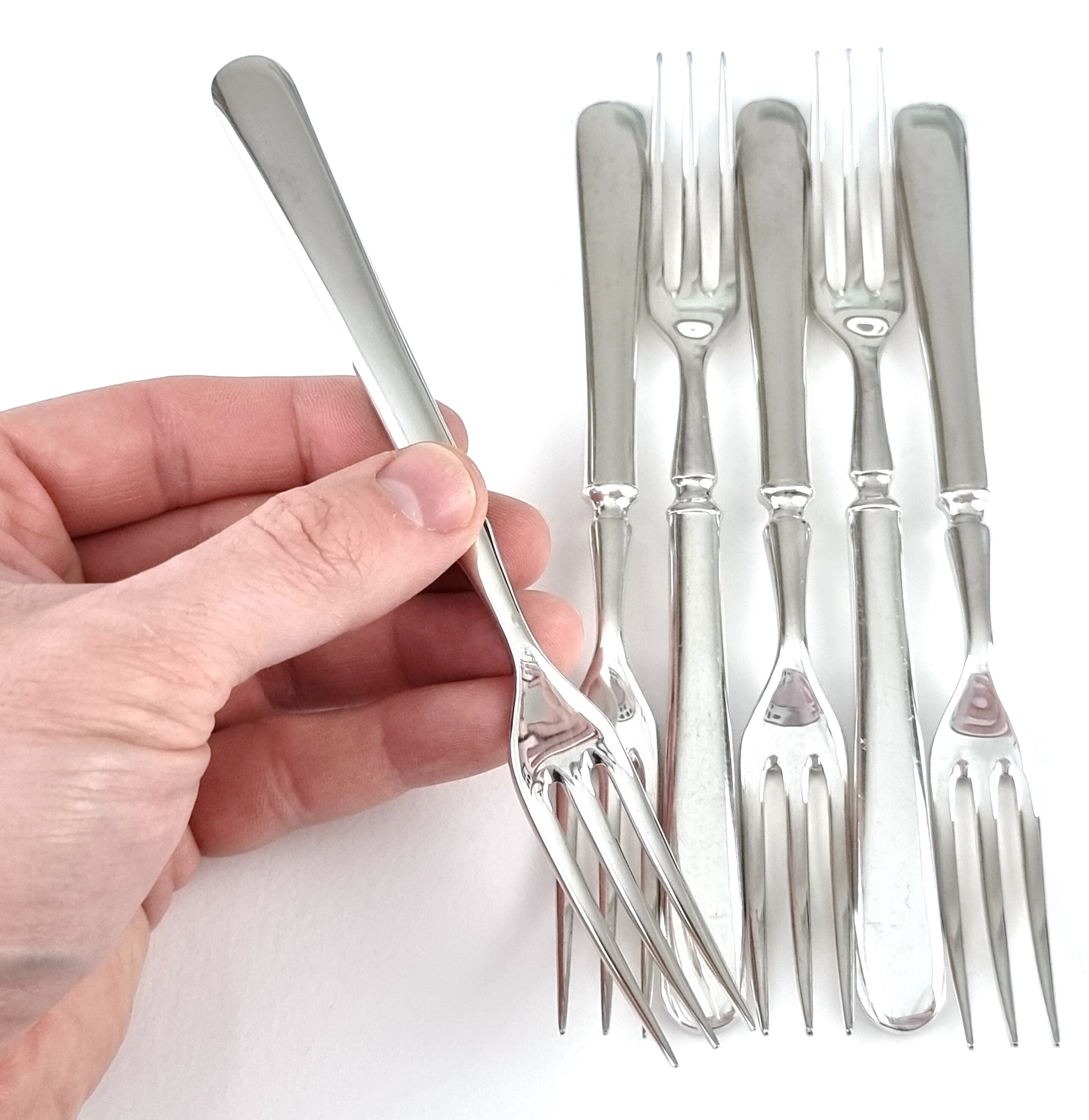 軍用、フォーク 6 本セット、シルバー プレート、6 5/8 インチ、1976