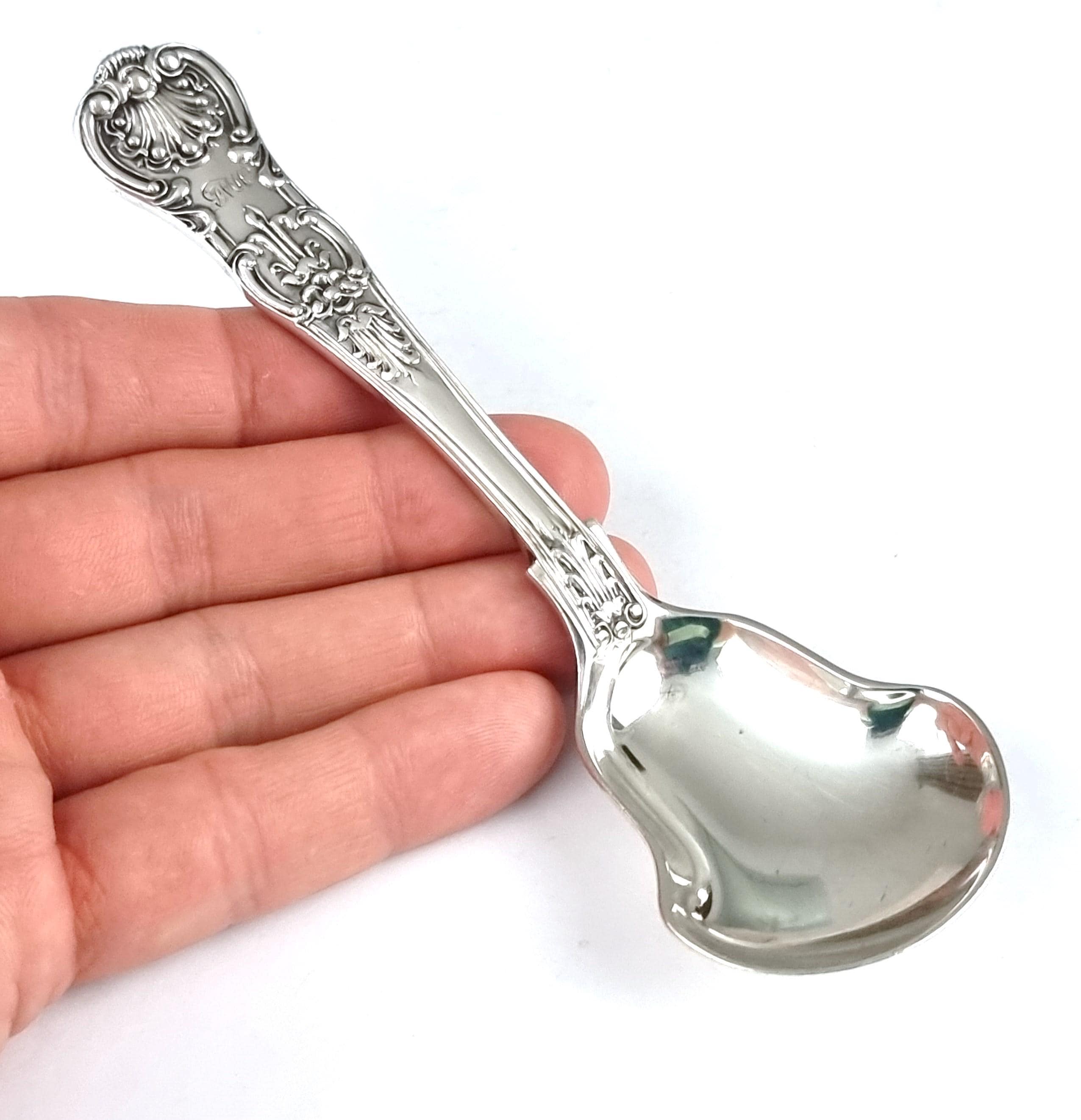 宮*助様 ANTIQUE-ORNATE-SPOON-STERLING-SILVE Antique Caddy Spoon, Sterling Silver Spoon, 5 1/8 Inches Length