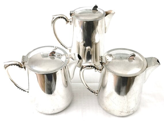 Vintage Serving Pots Coffee Pots Silver Plate Military Canteen Mess Room Cottage Chic Table Decoration War Department Crows Foot Etsy Canada
