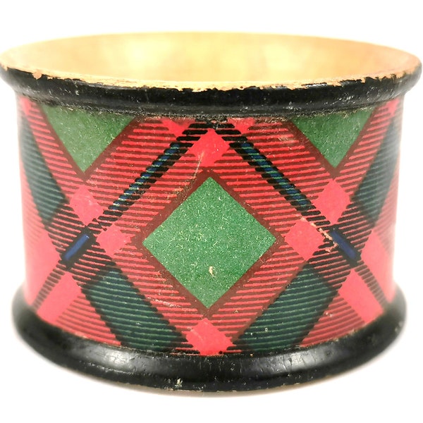 FREE POST - Antique Mauchline Ware Napkin Ring, Tartan Ware, Scottish Clan, Treen Napkin Ring, Table Decor, Edwardian Curio, Macintosh Clan