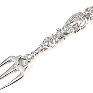 Small Antique Serving Fork, Sterling Silver, Hollow Sterling, Adie & Lovekin, Floral Scrolls, Floral Flatware, Edwardian Silver, 1903, Rare