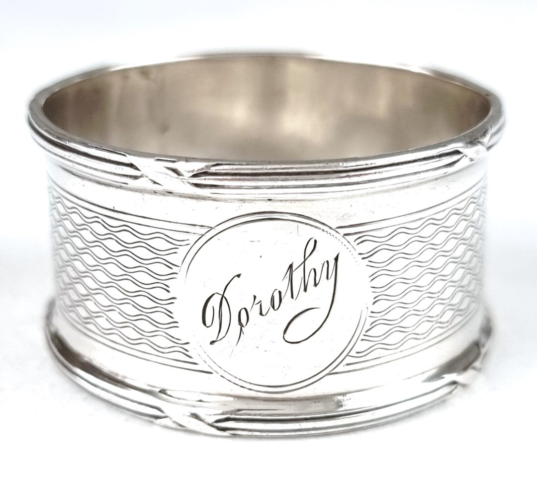Antique Silver Napkin Ring Engraved Dorothy Engine Pattern Etsy