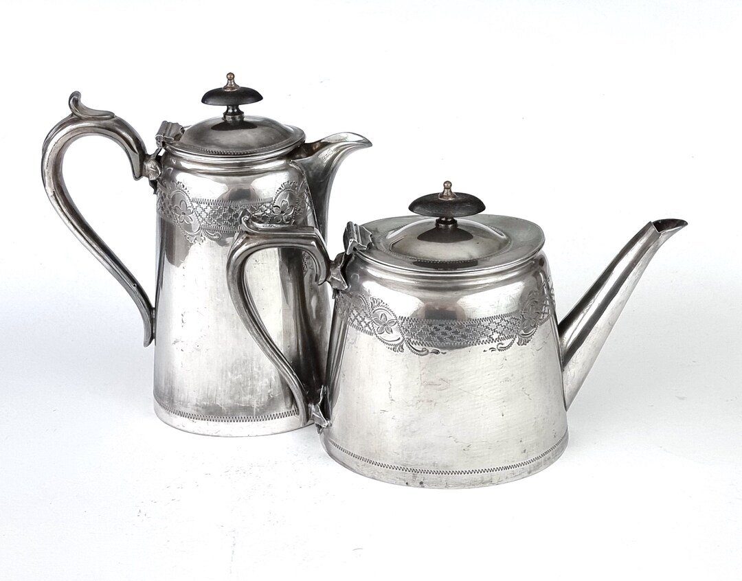 WORN Silver Plate, Antique EPBM, Teapot With Water Pot, Thomas Bradbury