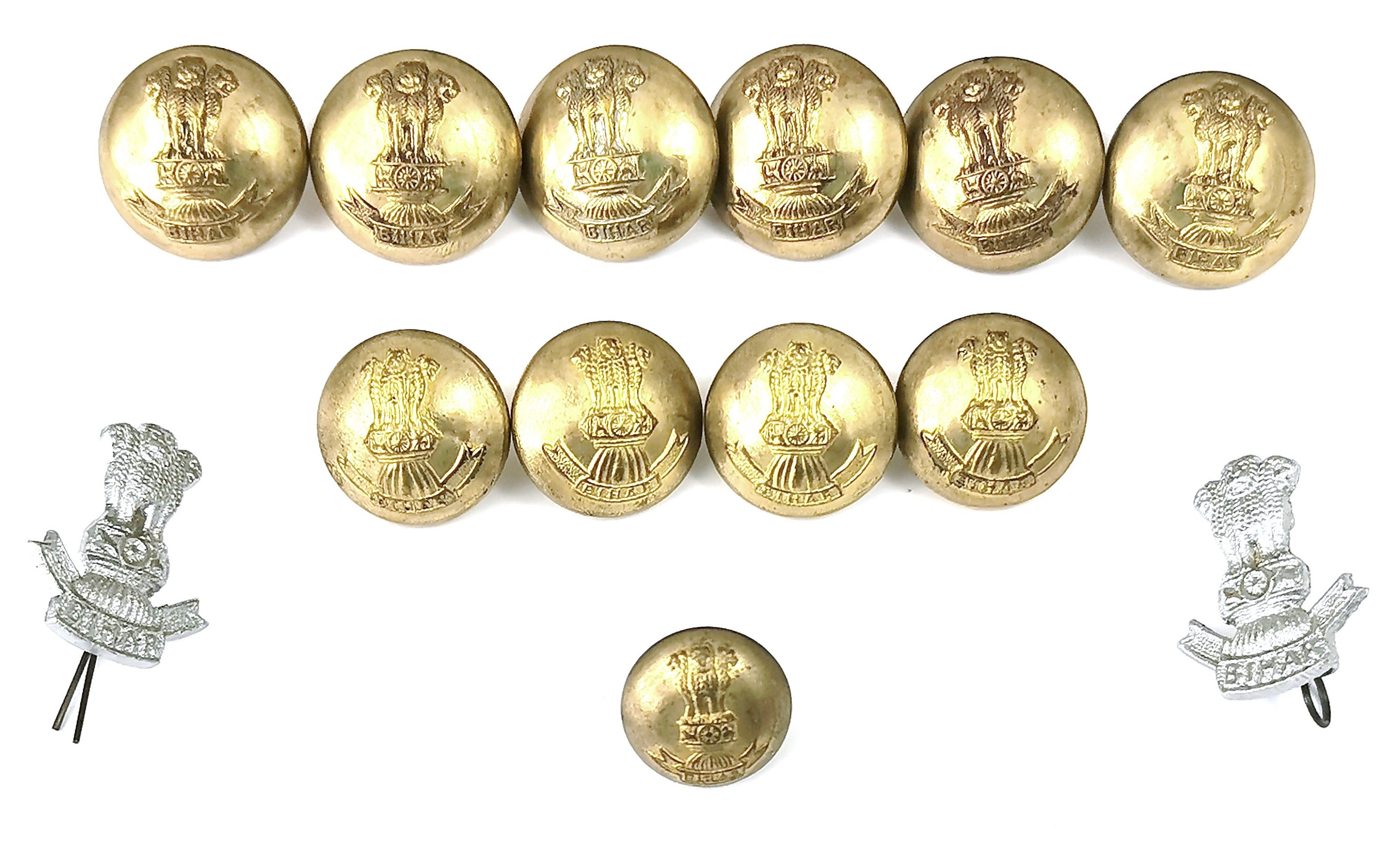 FREE POST - Job Lot Military Buttons, Indian Army, Bihar Regiment, Collar Badges, Collar Buttons, Military Dress, Regiment Livery, History