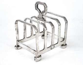 Distressed Look, SMALL Toast Rack, Nautical Tableware, Silver Plate, Union Castle Line, Mappin & Webb, Art Deco, Four Slots, Stylish Shape