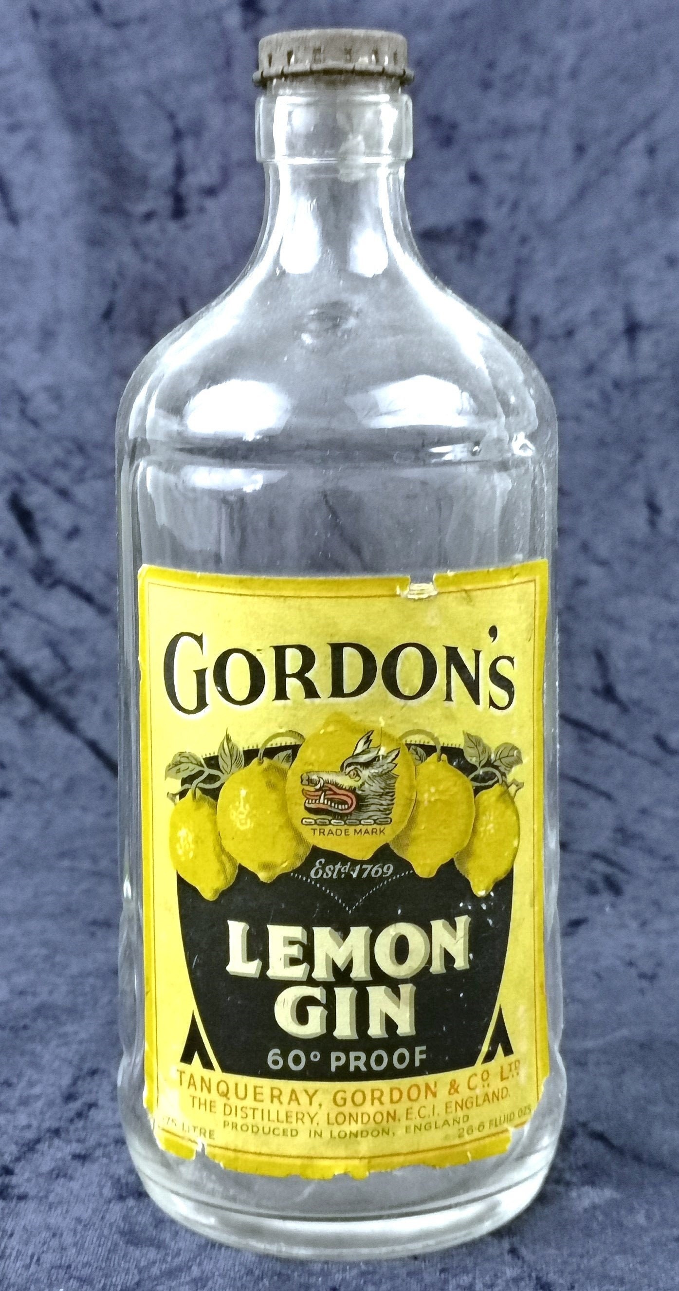 Vintage Bottle, Gordon's Lemon Gin, Gordon's Bottle, Gin Theme