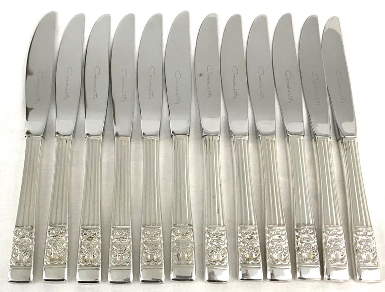 Silver Plated Handles Twelve Butter Knives Stainless Blades Vintage Cutlery Community Oneida Set of Twelve Set of Knives Tea Knives