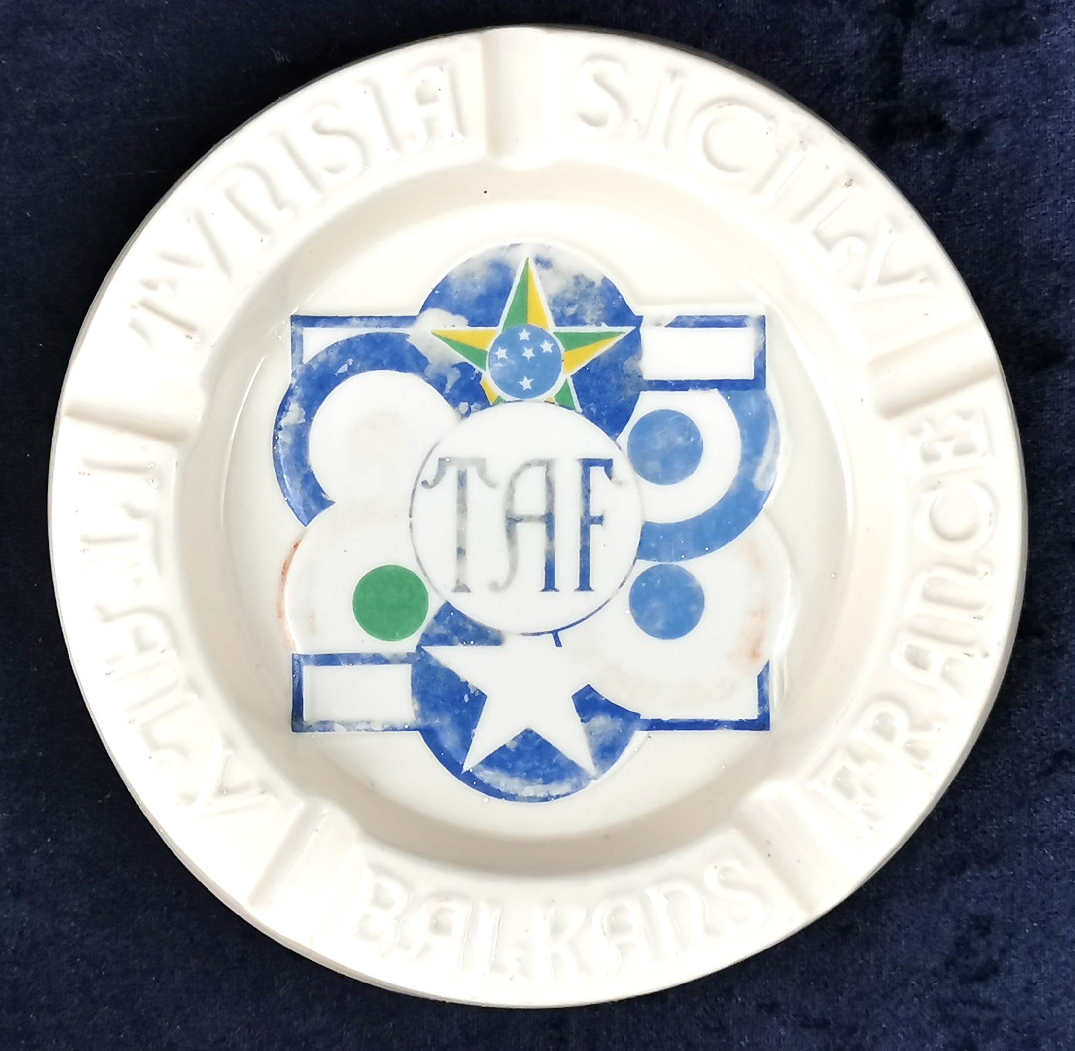 Historical Vintage Ashtray, Second World War, Tactical Air Force, 2nd Tactical, Richard Ginori, Italian Ceramics, Table Ashtray, Historical