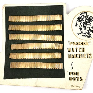 Vintage-Werbung, Pagode Uhr Armbänder, Uhr Armband Display, Karte Display, für Jungen, Empire, Shop Display, Mitte des 20. Jahrhunderts
