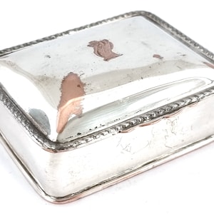 Small Antique Box, Snuff Box, Tobacco Box, Armorial Crest, Silver on Copper, Henry Wilkinson, Griffin Crest, Old Sheffield Plate Style, Rare
