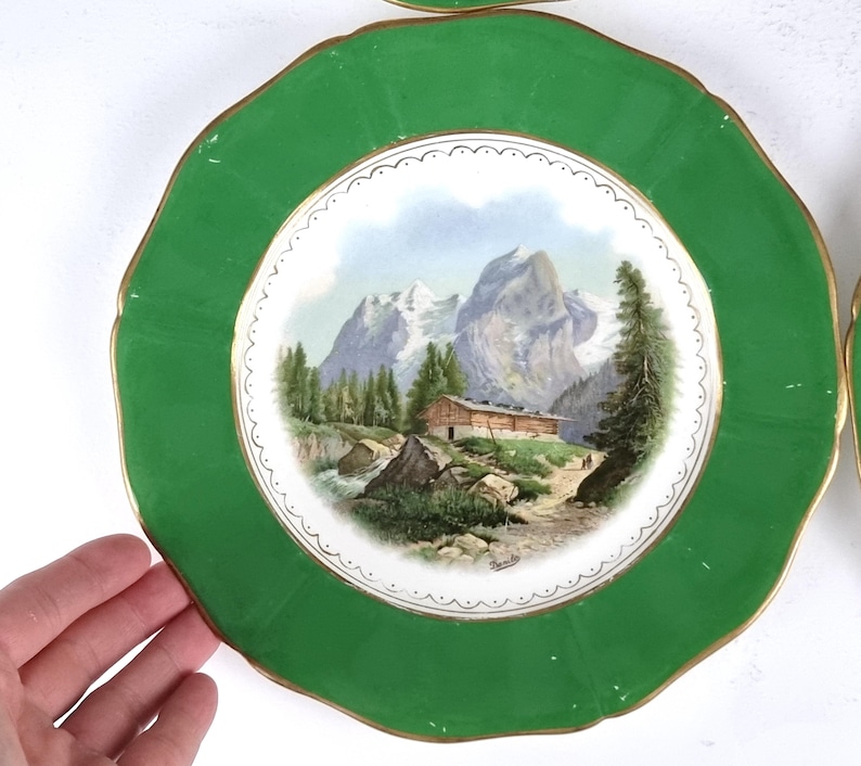 Scuffed Green, Dessert Plates, Set of Four, Paladin China, Signed ...