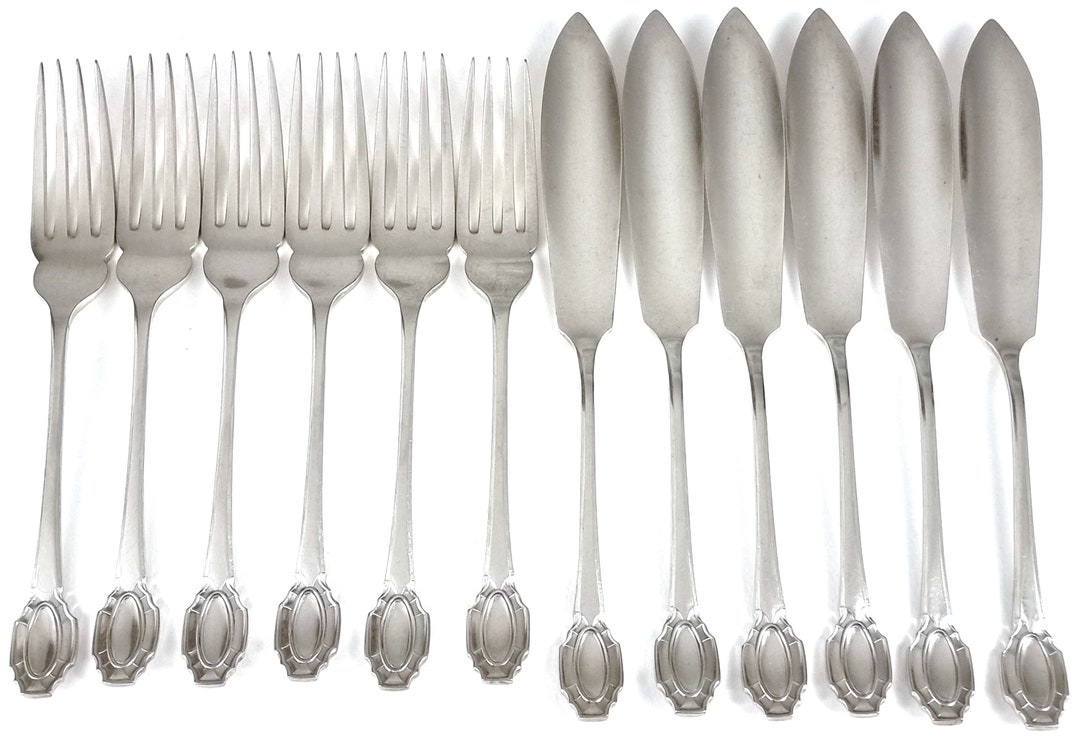 Elegant Cutlery Set, Fish Eaters, Six Settings, Silver Plate