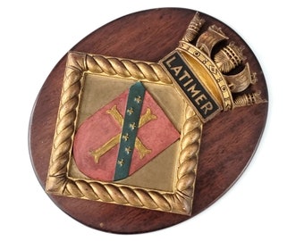 No Wall Fixing, Vintage Plaque, Second World War, HMS Latimer, Pipe Laying Ship, Crested Plaque, Navy History, Wooden Plaque, Decorative