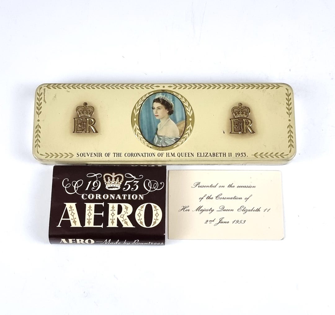 Vintage Commemorative Tin, 1953 Coronation, With Wrapper and Card ...
