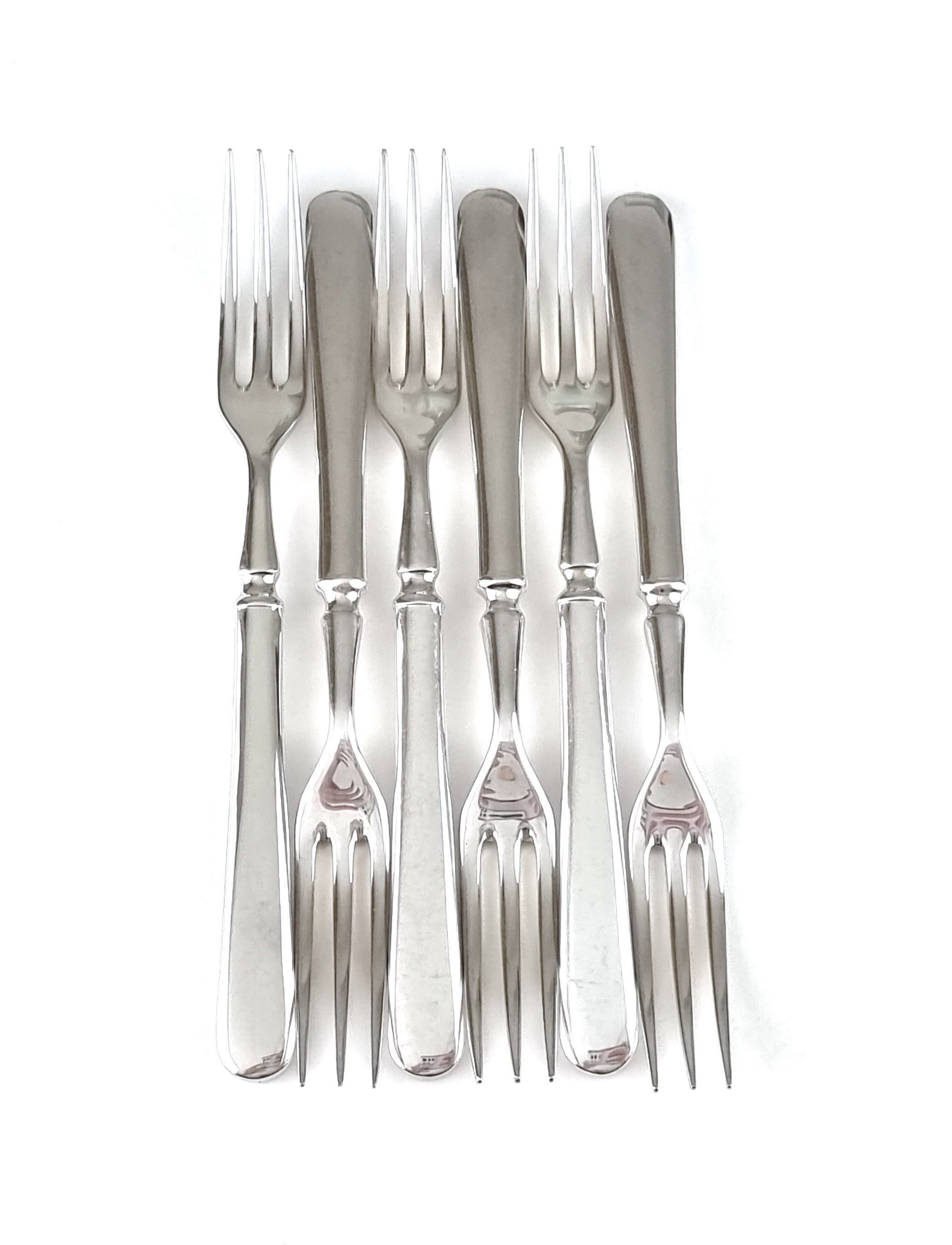 軍用、フォーク 6 本セット、シルバー プレート、6 5/8 インチ、1976