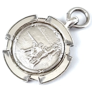 vintage Silver Fob Medal, Rifle Shooting Award, Barker II Cup, MBE Person, Art Déco, Pendentif Sterling, Accessoire élégant, William H Haseler