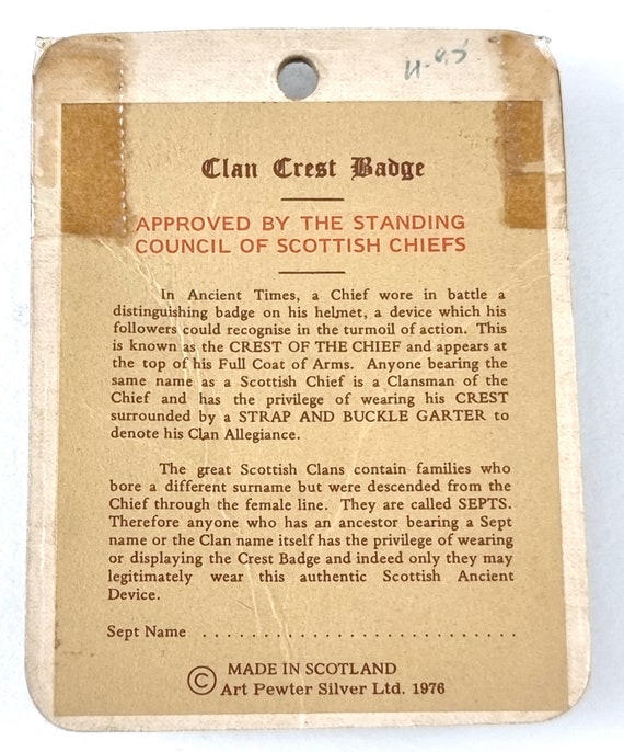 Vintage Boxed Brooch, Scottish Clan Crest, Silver… - image 9