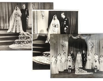 Royal Memorabilia, Set of Images, Photo Copies, Royal Wedding, 1947 Wedding, Elizabeth and Philip, Bride and Groom, Black and White, Royalty