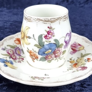 Missing Cover, Antique Mustard Pot, 19th Century, Floral Tableware, Antique Meissen, Polychrome Enamel, Colorful Flowers, Old Accent Piece