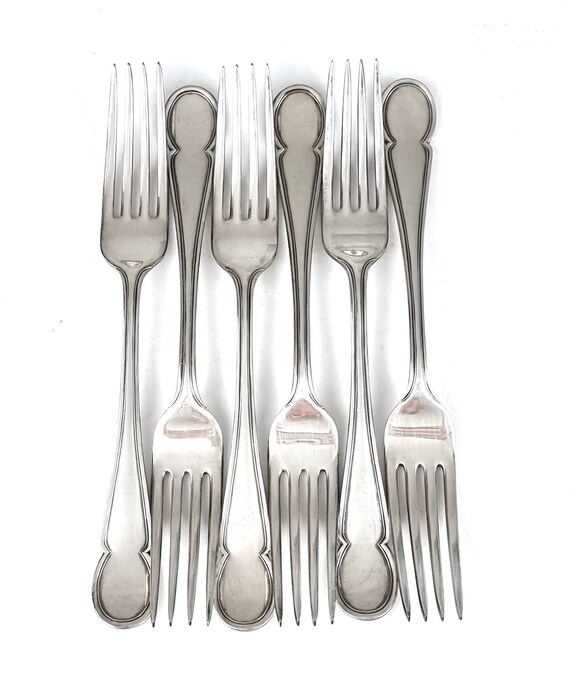 ヴィンテージフォークセット、6本セット、シルバープレート、7 3/4