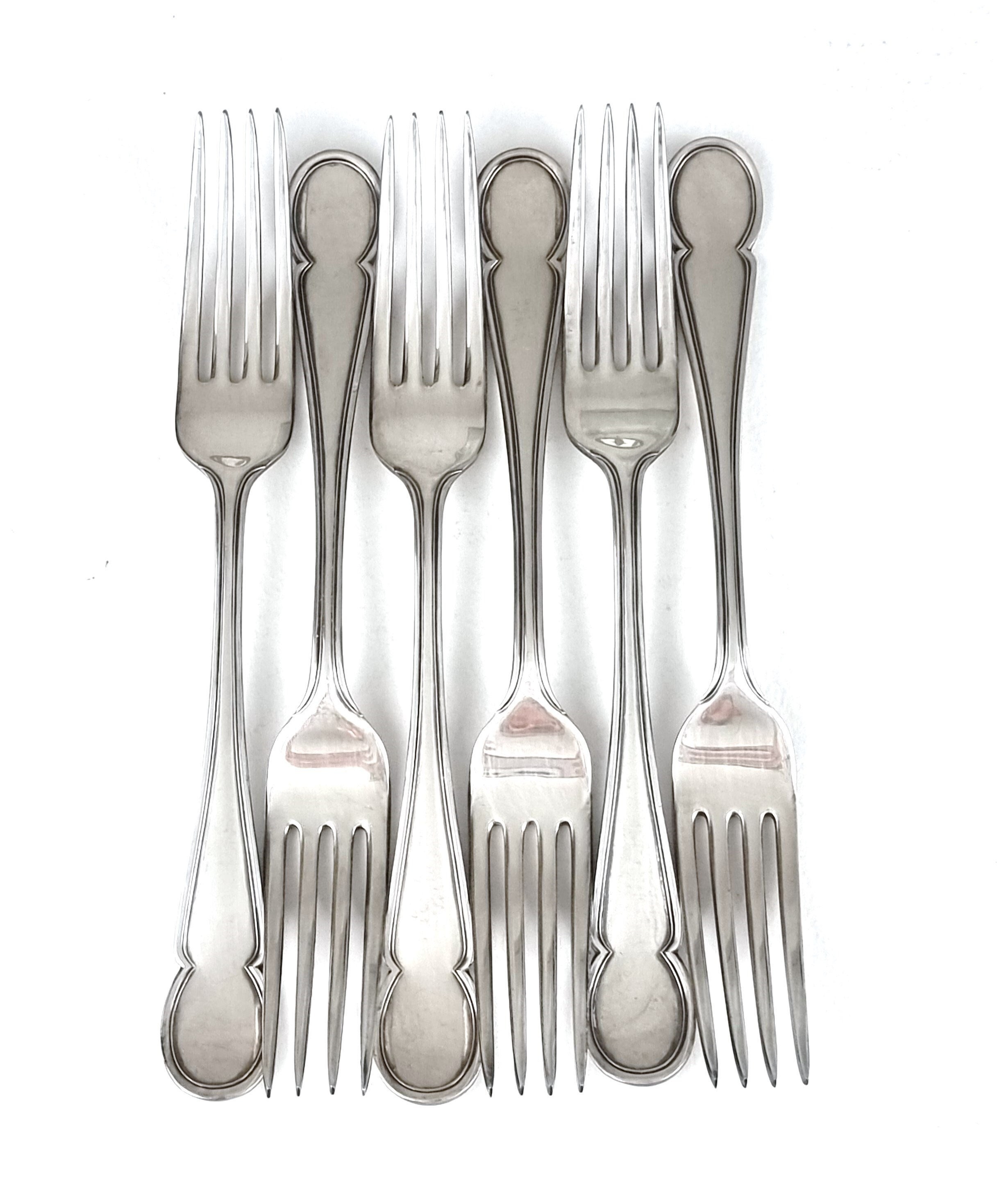 銀食器　フォークセット6本 ヴィンテージフォークセット、6本セット、シルバープレート、7 3/4