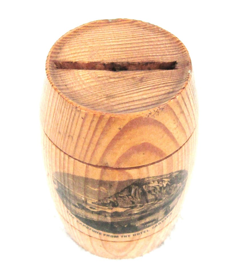 Vintage Mauchline Ware Barrel Money Box Novelty Money Box Etsy
