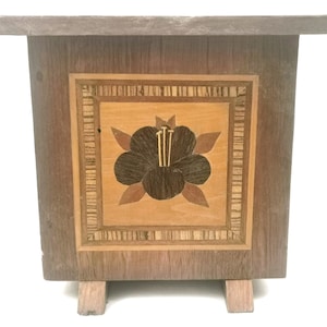 Dekorative Vintage Pflanzer, Haus Pflanze Display, eingelegtes Holz, Frank Lodge, Floral Detail, Jugendstil, Holz-Pflanztopf, große Pflanzer