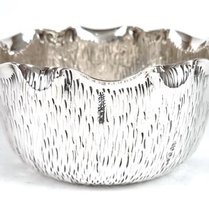 Antique Sugar Bowl, Small Table Bowl, Bark Effect, Silver Plate, John Grinsell, Mappin Brothers, Naturalistic Theme, Textured Tableware