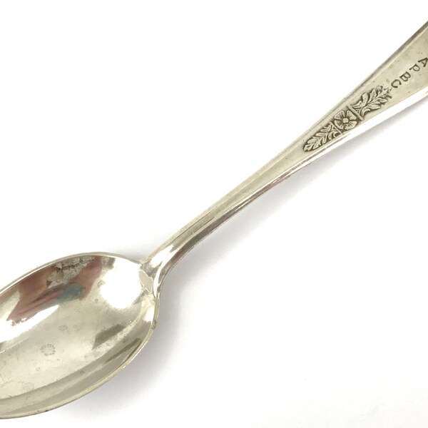 FREE POST - Vintage Silver Spoon, APBC Spoon, Floral Handle, Barker Brothers, Art Deco, Afternoon Tea, Unique Table Display, Old Spoon