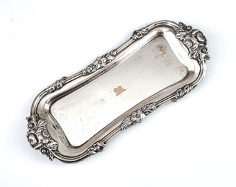 Antique Snuffer Tray, Silver on Copper, Crested Tableware, Crossed Arrows, Floral Edge, Pen Rest, Tinned Back, Old Sheffield Plate Victorian