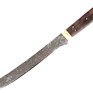 Antique Butcher Knife, Joint Slicing, Sheffield Steel, Wooden Handle, Pinned Handle, Joseph Mills, 19th Century, 14 and 3/4 Inches, Unique