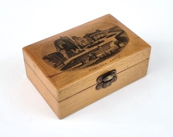 SMALL Antique Box, Mauchline Ware, Few Faults, Trinket Box, Hastings Castle, Lined Interior, Edwardian Souvenir, Castle Ruins, Decorative