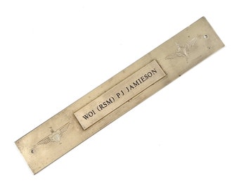 Placa de nombre vintage, placa de latón, regimiento de paracaidistas, sargento mayor de regimiento, militaria vintage, colgante de pared, coleccionable único, raro