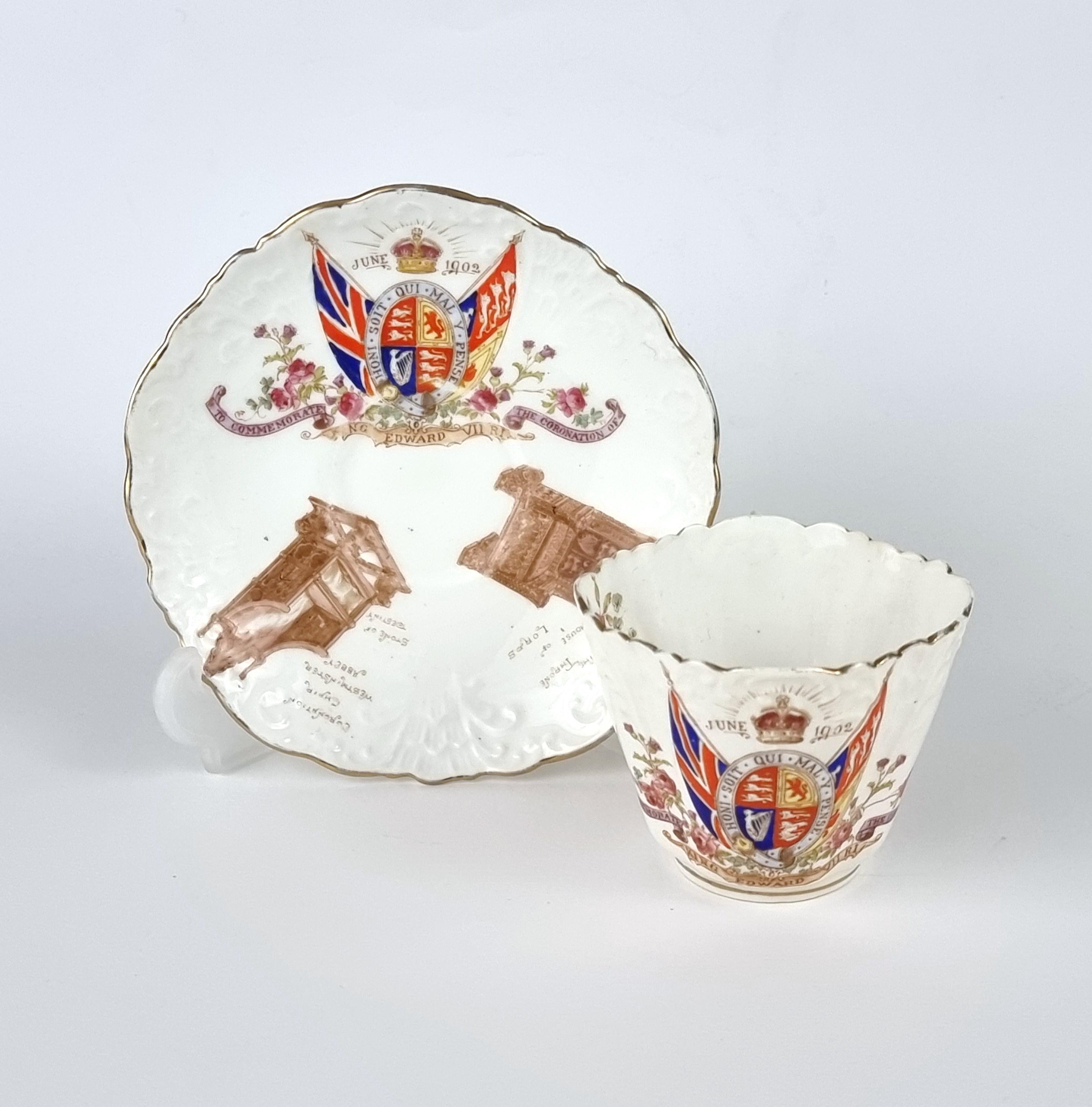 Antique Cup and Saucer, Royal Commemorative, Aynsley China, Edward VII, 1902 Coronation, Throne Pattern, Historical Tableware, Home Decor