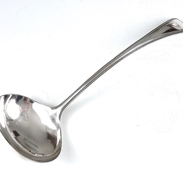 LARGE Antique Ladle, Serving Utensil, Silver Plate, Bead Pattern, Old English, 12 1/4 Inches, Sheffield Cutlery, Table Addition, Dinnerware