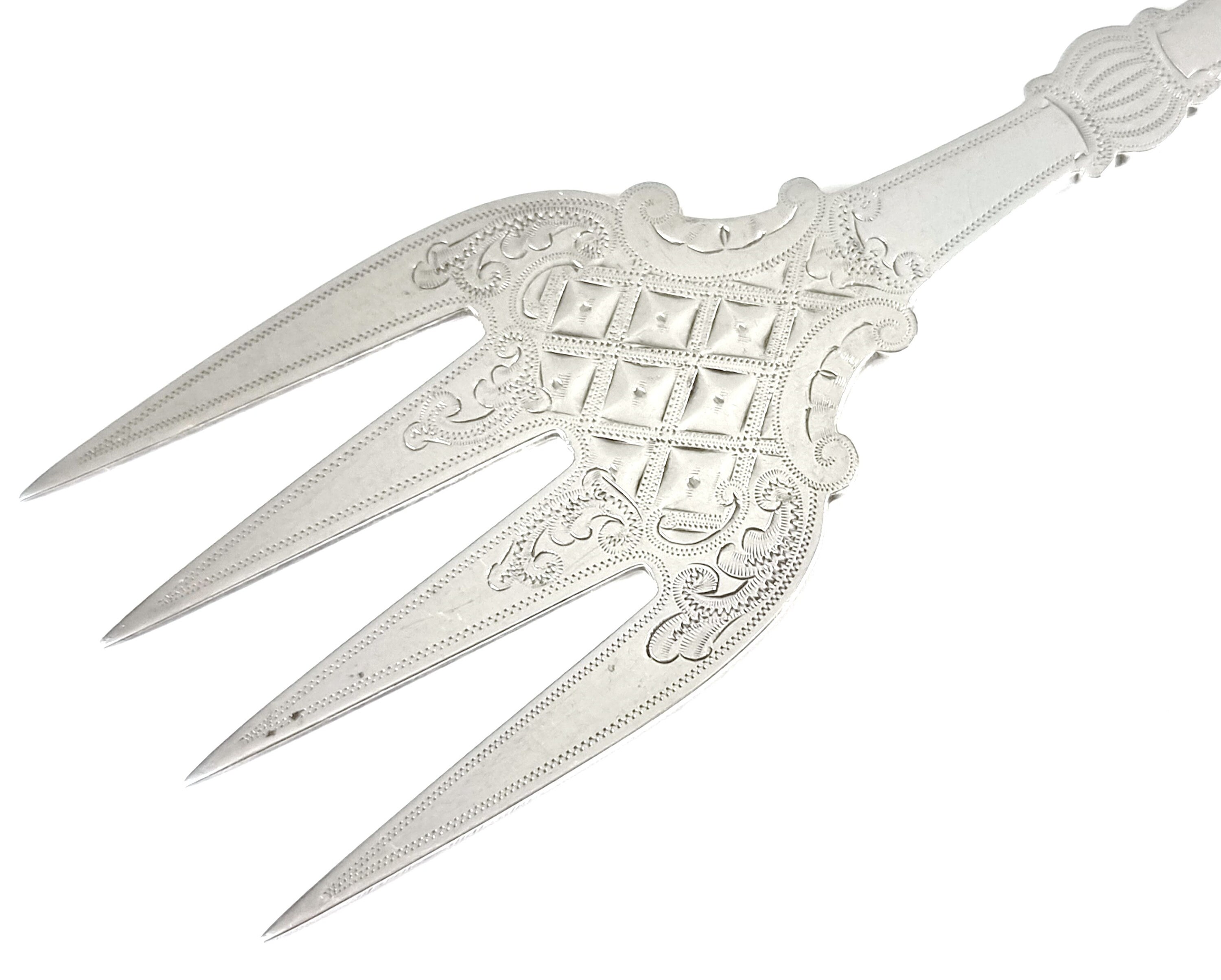 見事なサービング フラットウェア、サービング フォーク、シルバー