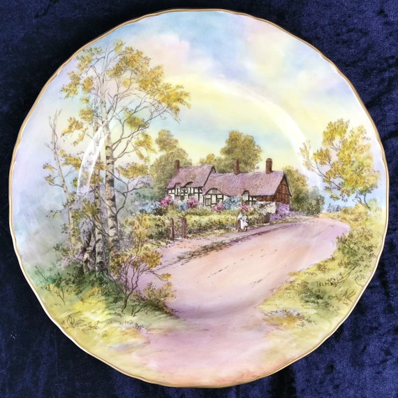 Royal Worcester Cabinet Plate Anne Hathaway's Cottage - Etsy Norway