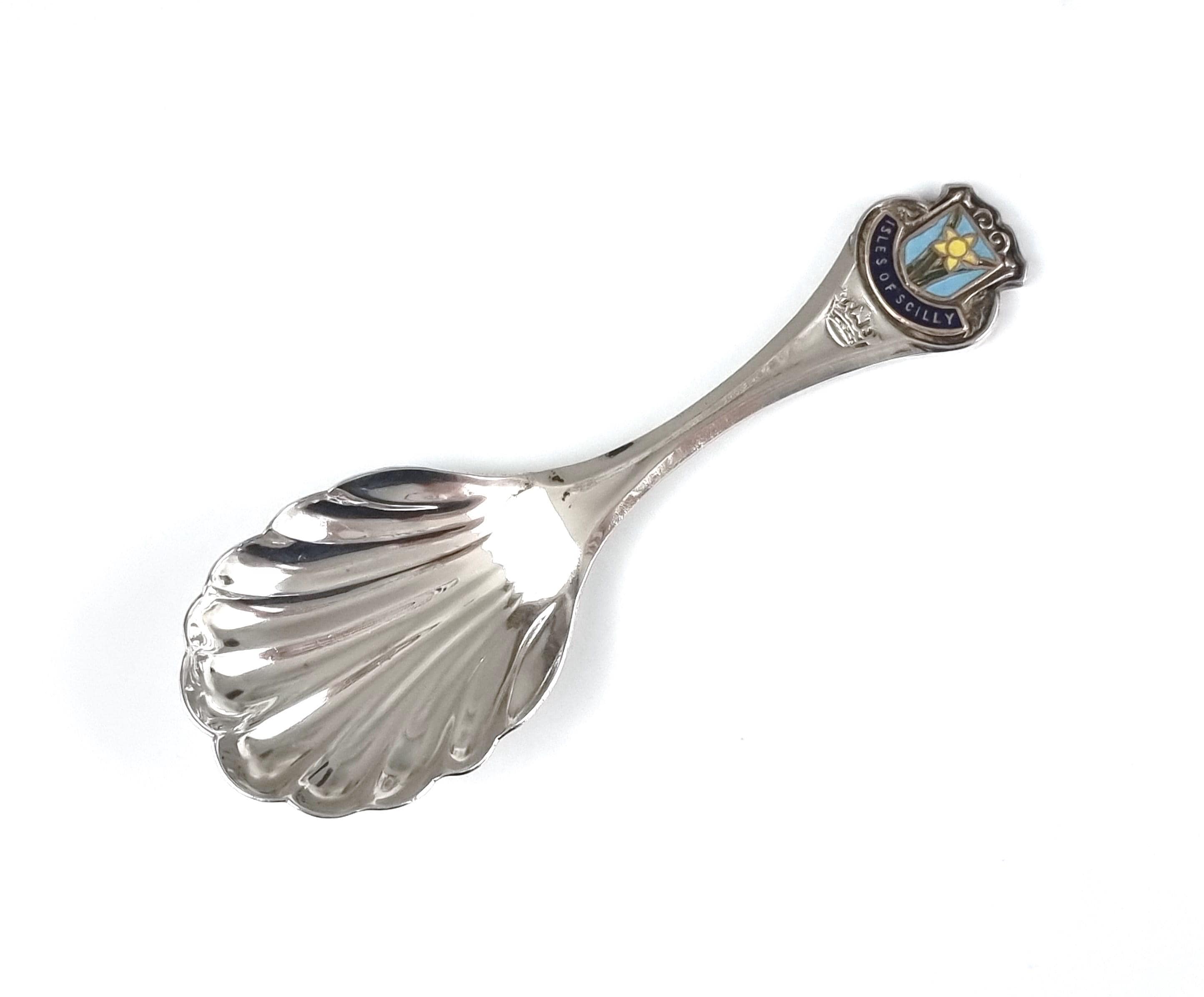 Vintage Caddy Spoon, Miniature Flatware, Grooved Bowl, Excalibur Silver Plate, Isles of Scilly, Souvenir Cutlery, 3 3/4 Inches Length, Retro