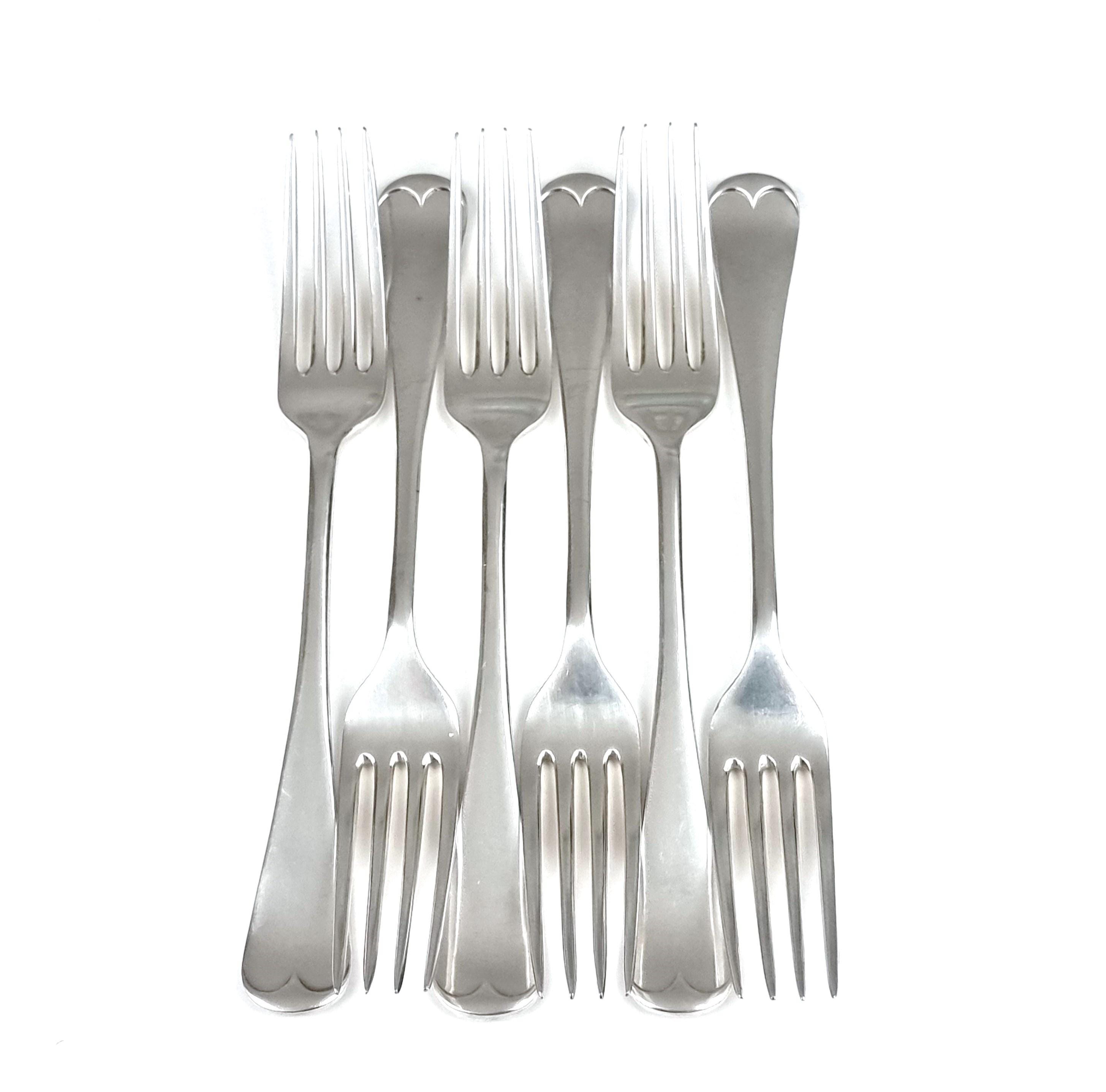 Set of Six, Antique Dinner Forks, 8 3/8 Inches Length, Silver