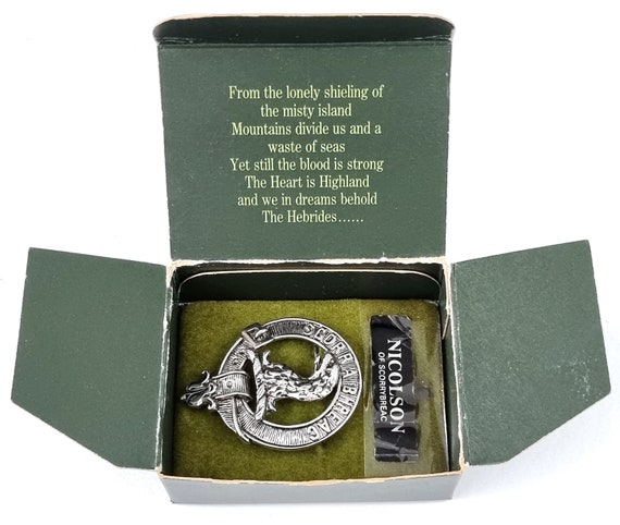 Vintage Boxed Brooch, Scottish Clan Crest, Silver… - image 3