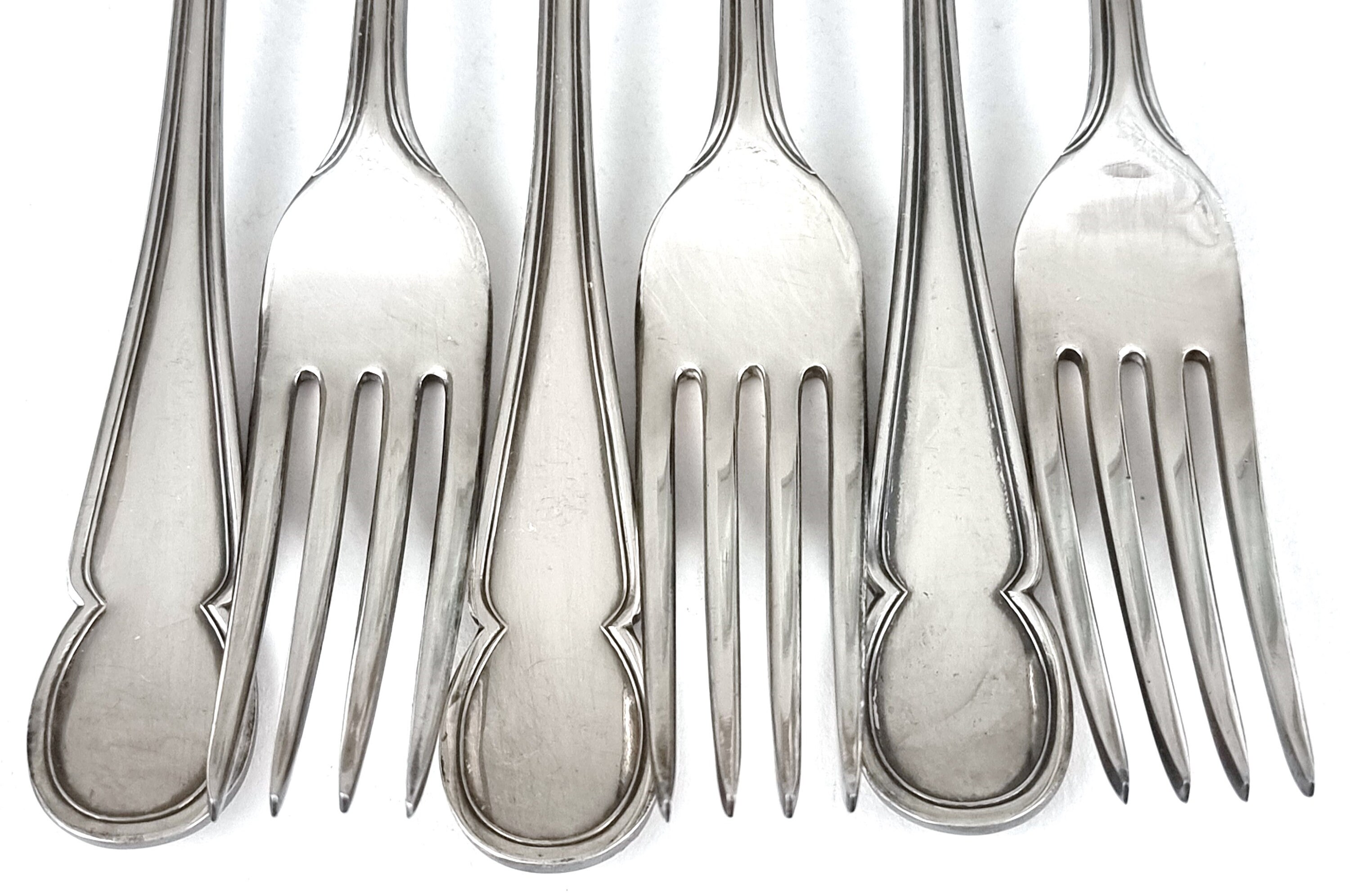 ヴィンテージフォークセット、6本セット、シルバープレート、7 3/4