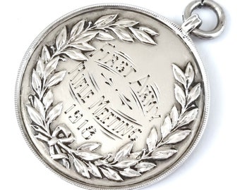 Medalla de Plata Antigua, Primera Guerra Mundial, 38 mm de diámetro, Primera reunión de rifles del ejército 1918, agosto de 1918 Francia, Borde de la corona, Premio histórico