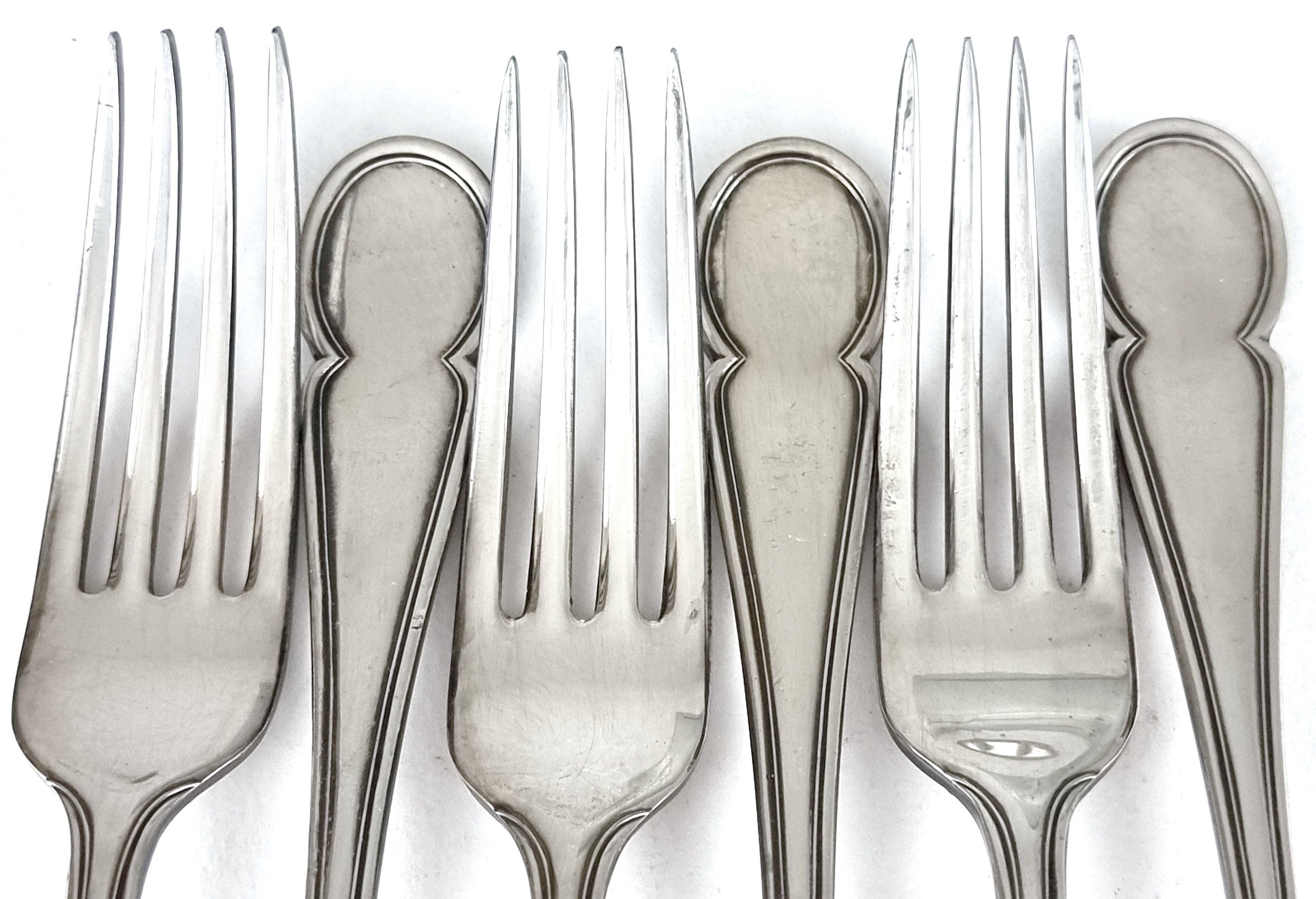 ヴィンテージフォークセット、6本セット、シルバープレート、7 3/4