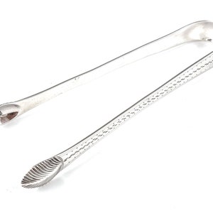 Late 18th Century, Georgian Silver, Sugar Tongs, Feathered Bowls, Later Decoration, 5 1/2 Inches, Sterling Flatware, Silver Addition, Rare