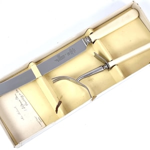 Unusual Vintage, Boxed Bread Knife, Bread Knife and Fork, Stainless Steel, Retro Home, Thomas Nutbrown, Large Knife, Unique Flatware, Scarce