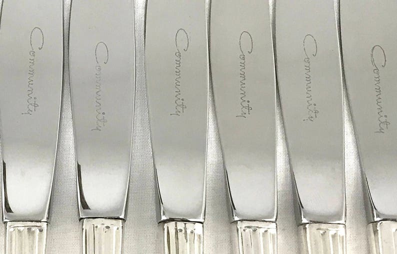 Silver Plated Handles Twelve Butter Knives Stainless Blades Vintage Cutlery Community Oneida Set of Twelve Set of Knives Tea Knives