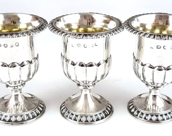RARE Antique Silverware, Set of Three Egg Cups, Georgian Silver, Gadroon Pattern, Gilded Inside, London 1813, George III, Elegant Additions